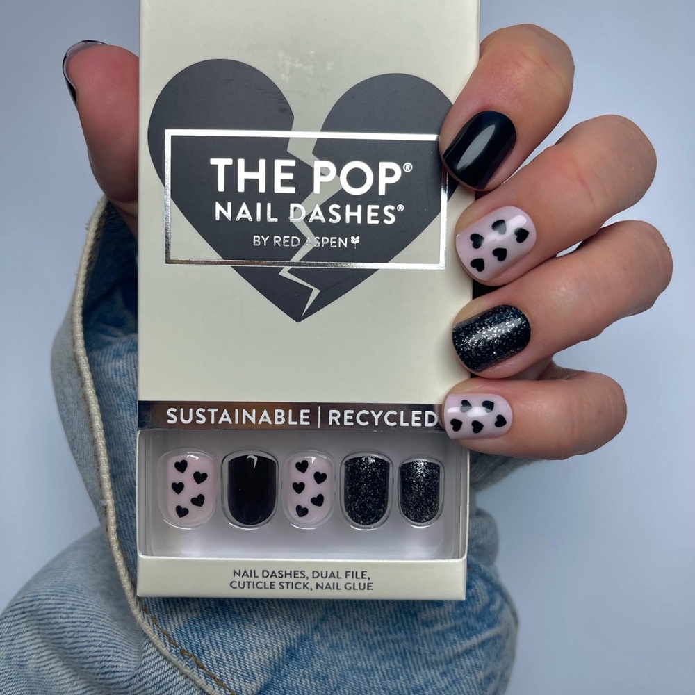 Red Aspen Black and Pink Press-On Nails